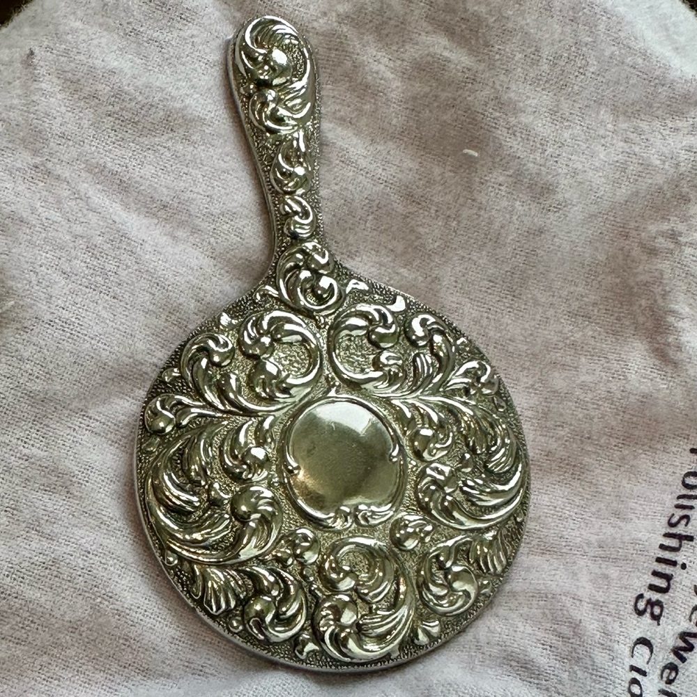 Vintage Antique Intricate Silver Vanity Mirror with Floral Design - Picture 1 of 12